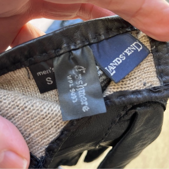 Lands’ End Men’s Black Leather Cashmere Lined Gloves Sz S - Picture 3 of 10